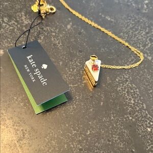 NWTKate Spade Pastry Shop Cake Slice Gold and Red Pendant Necklace